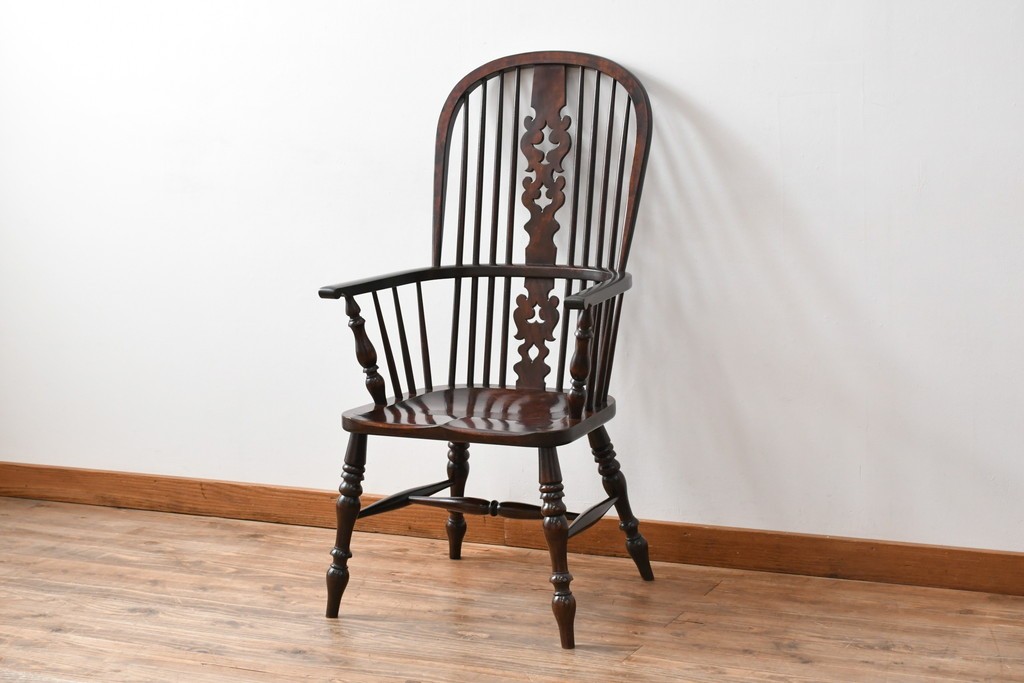 和製ビンテージ　松本民芸家具　#44A型　シックな色合いとクラシカルな佇まいが魅力のウィンザーチェア　定価約20万円　(R-064893)