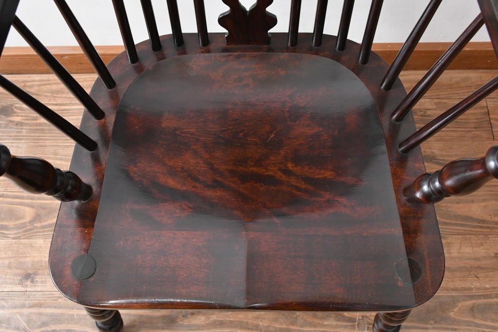 和製ビンテージ　松本民芸家具　#44A型　シックな色合いとクラシカルな佇まいが魅力のウィンザーチェア　定価約20万円　(R-064893)