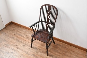 和製ビンテージ　松本民芸家具　#44A型　シックな色合いとクラシカルな佇まいが魅力のウィンザーチェア　定価約20万円　(R-064893)
