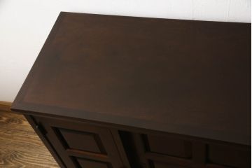 中古　北海道民芸家具　OM175　シックなデザインの下駄箱(シューズラック、靴箱、玄関収納、サイドボード、戸棚)(R-064897)