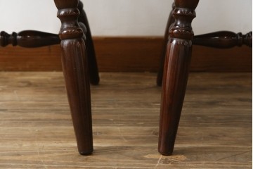 和製ビンテージ　ビーチ材　柏木工　凝った装飾が魅力的なウィンザーチェア2脚セット　(R-064898)