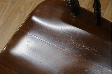 和製ビンテージ　ビーチ材　柏木工　凝った装飾が魅力的なウィンザーチェア2脚セット(ウインザーチェア、アームチェア、かしわ木工、KASHIWA、スピンドルバック、椅子、ヴィンテージ、バラ売り可能)(R-064899)