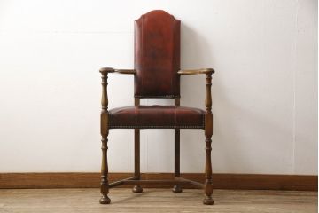 中古　バロッサバレンティ(VARO,S.A. VALENTI)　優美なシルエットが目を引くカクトワール・チェア(椅子、ダイニングチェア、アームチェア)(定価約20万円)(R-064904)