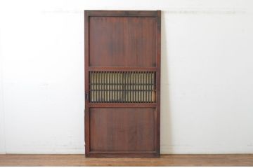 アンティーク建具　裏ガラス入り　落ち着いた和の空間を演出する格子帯戸1枚(格子戸、ガラス帯戸、引き戸)(R-064908)