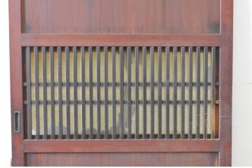 アンティーク建具　裏ガラス入り　落ち着いた和の空間を演出する格子帯戸1枚(格子戸、ガラス帯戸、引き戸)(R-064908)