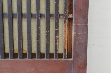 アンティーク建具　裏ガラス入り　落ち着いた和の空間を演出する格子帯戸1枚(格子戸、ガラス帯戸、引き戸)(R-064908)