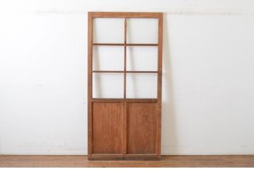 アンティーク建具　味わいある木味が魅力的なガラス戸1枚(引き戸)(R-064909)