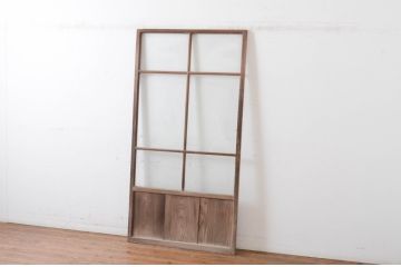 アンティーク建具　経年を感じさせる木味が魅力のガラス戸1枚(引き戸)(R-064910)