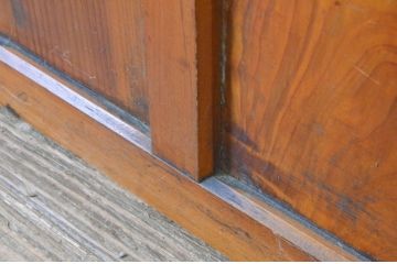 アンティーク建具　ダイヤガラス入り　レトロな雰囲気漂うガラス引き戸2枚セット(ガラス戸)(R-064915)