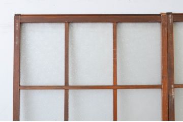 アンティーク建具　ダイヤガラス入り　レトロな雰囲気漂うガラス引き戸2枚セット(ガラス戸)(R-064915)