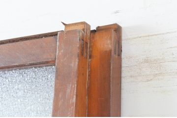 アンティーク建具　ダイヤガラス入り　レトロな雰囲気漂うガラス引き戸2枚セット(ガラス戸)(R-064915)