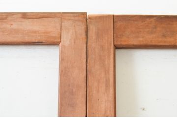 アンティーク建具　温かみのある木味が魅力のガラス戸2枚セット(引き戸)(R-064917)