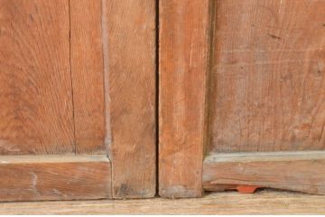 アンティーク建具　温かみのある木味が魅力のガラス戸2枚セット(引き戸)(R-064917)