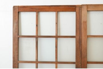 アンティーク建具　温かみのある木味が魅力のガラス戸2枚セット(引き戸)(R-064917)