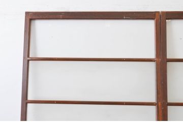 アンティーク建具　レトロな空間づくりにおすすめの横桟ガラス戸2枚セット(引き戸)(R-064918)