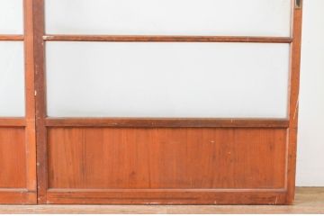 アンティーク建具　レトロな空間づくりにおすすめの横桟ガラス戸2枚セット(引き戸)(R-064918)
