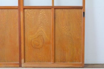 レトロ建具　昭和レトロな空間づくりにおすすめのモールガラス入り引き戸2枚セット(ガラス戸)(R-064919)