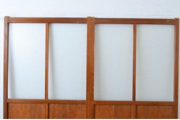 レトロ建具　昭和レトロな空間づくりにおすすめのモールガラス入り引き戸2枚セット(ガラス戸)(R-064919)