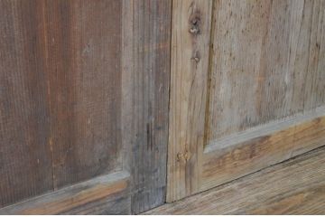 アンティーク建具　経年を感じさせる木味が魅力のガラス戸4枚セット(引き戸)(R-064921)