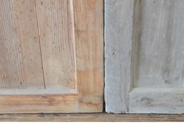 アンティーク建具　経年を感じさせる木味が魅力のガラス戸4枚セット(引き戸)(R-064921)