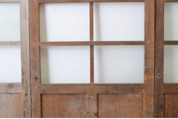 アンティーク建具　経年を感じさせる木味が魅力のガラス戸4枚セット(引き戸)(R-064921)