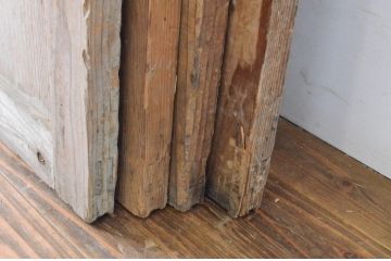 アンティーク建具　経年を感じさせる木味が魅力のガラス戸4枚セット(引き戸)(R-064921)
