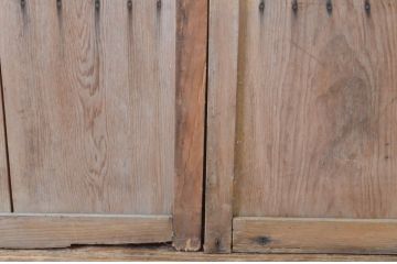 アンティーク建具　経年を感じさせる木味が魅力のガラス戸3枚セット(引き戸)(R-064922)