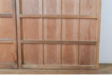 アンティーク建具　経年を感じさせる木味が魅力のガラス戸3枚セット(引き戸)(R-064922)