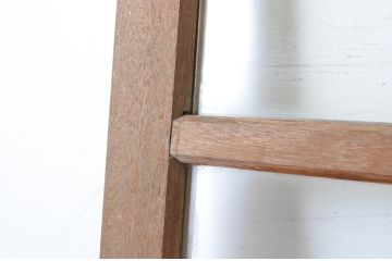 アンティーク建具　経年によって増した味わいが魅力的な横桟ガラス戸2枚セット(引き戸)(R-064924)
