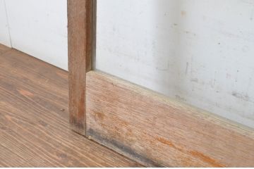 アンティーク建具　経年によって増した味わいが魅力的な横桟ガラス戸2枚セット(引き戸)(R-064924)