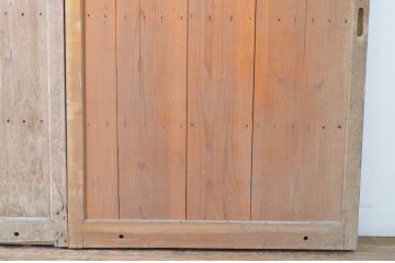 アンティーク建具　時を刻んだ風合いが魅力の重厚なガラス戸2枚セット(板戸、玄関戸、蔵戸、引き戸)(R-064925)