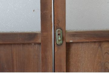 アンティーク建具　大正ロマンの雰囲気漂う建具に生まれ変わる色ガラス入りガラス戸2枚セット(引き戸)(R-064926)