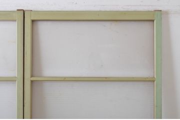 アンティーク建具　ペイント仕上げ限定　モールガラス入り　シンプルなデザインでどんなお部屋にも取り入れやすいガラス戸2枚セット(引き戸)(R-064927)