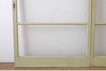 アンティーク建具　ペイント仕上げ限定　モールガラス入り　シンプルなデザインでどんなお部屋にも取り入れやすいガラス戸2枚セット(引き戸)(R-064927)