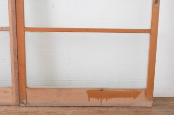 アンティーク建具　ペイント仕上げ限定　モールガラス入り　シンプルなデザインでどんなお部屋にも取り入れやすいガラス戸2枚セット(引き戸)(R-064927)