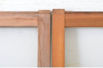 アンティーク建具　ペイント仕上げ限定　モールガラス入り　シンプルなデザインでどんなお部屋にも取り入れやすいガラス戸2枚セット(引き戸)(R-064927)
