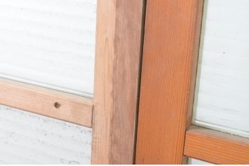 アンティーク建具　ペイント仕上げ限定　モールガラス入り　シンプルなデザインでどんなお部屋にも取り入れやすいガラス戸2枚セット(引き戸)(R-064927)