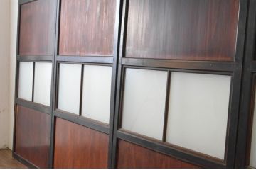 アンティーク建具　和の趣溢れるガラス帯戸4枚セット(引き戸、ガラス戸)(R-064928)