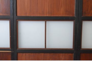 アンティーク建具　和の趣溢れるガラス帯戸4枚セット(引き戸、ガラス戸)(R-064928)