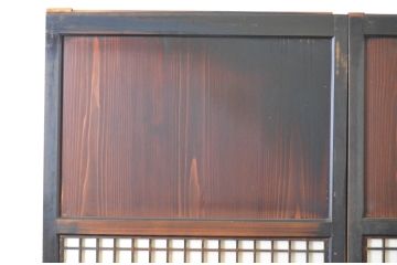 アンティーク建具　和の情緒を演出する障子帯戸2枚セット(引き戸、障子戸、板戸)(R-064934)