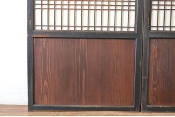 アンティーク建具　和の情緒を演出する障子帯戸2枚セット(引き戸、障子戸、板戸)(R-064934)