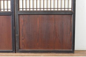 アンティーク建具　和の情緒を演出する障子帯戸2枚セット(引き戸、障子戸、板戸)(R-064934)