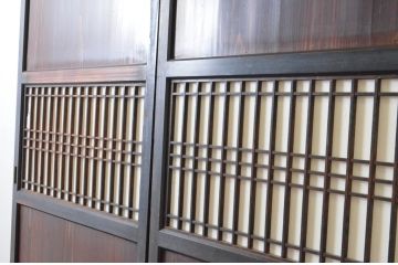 アンティーク建具　和の情緒を演出する障子帯戸2枚セット(引き戸、障子戸、板戸)(R-064934)