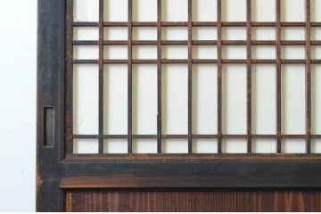 アンティーク建具　和の情緒を演出する障子帯戸2枚セット(引き戸、障子戸、板戸)(R-064934)