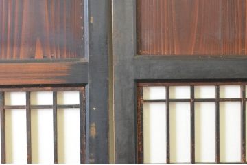 アンティーク建具　和の情緒を演出する障子帯戸2枚セット(引き戸、障子戸、板戸)(R-064934)