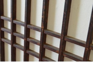 アンティーク建具　和の情緒を演出する障子帯戸2枚セット(引き戸、障子戸、板戸)(R-064934)