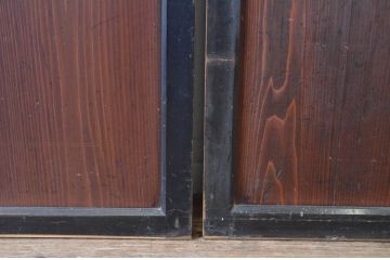 アンティーク建具　和の情緒を演出する障子帯戸2枚セット(引き戸、障子戸、板戸)(R-064934)