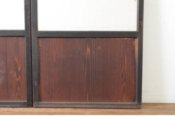 アンティーク建具　和の情緒を演出する障子帯戸2枚セット(引き戸、障子戸、板戸)(R-064934)