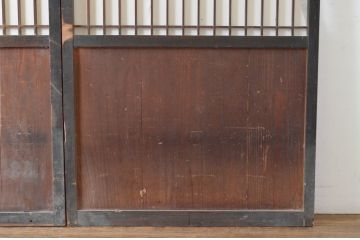 アンティーク建具　和の情緒を演出する障子帯戸2枚セット(引き戸、障子戸、板戸)(R-064935)