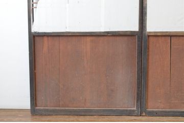 アンティーク建具　和の情緒を演出する障子帯戸2枚セット(引き戸、障子戸、板戸)(R-064935)